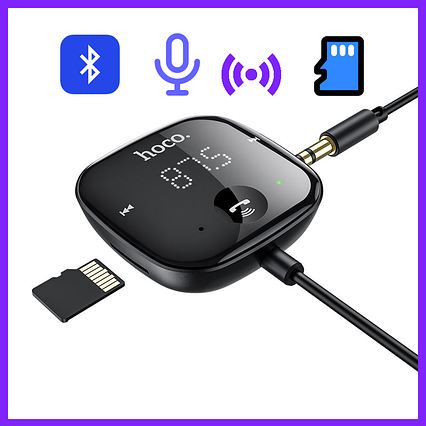 Aux bluetooth адаптер трансмітер в машину Hoco E65, Bluetooth адаптер aux, Usb aux адаптер в машину, фото 1