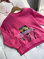 Кофта свитшот для девочки с ярким принтом Розовая FB-637 26, Розовый, Для девочек, Весна Лето, 11 , 7 лет