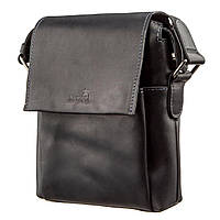Кожаная сумка через плечо мужская матовая SHVIGEL 11173 черная небольшая сумка из натуральной кожи