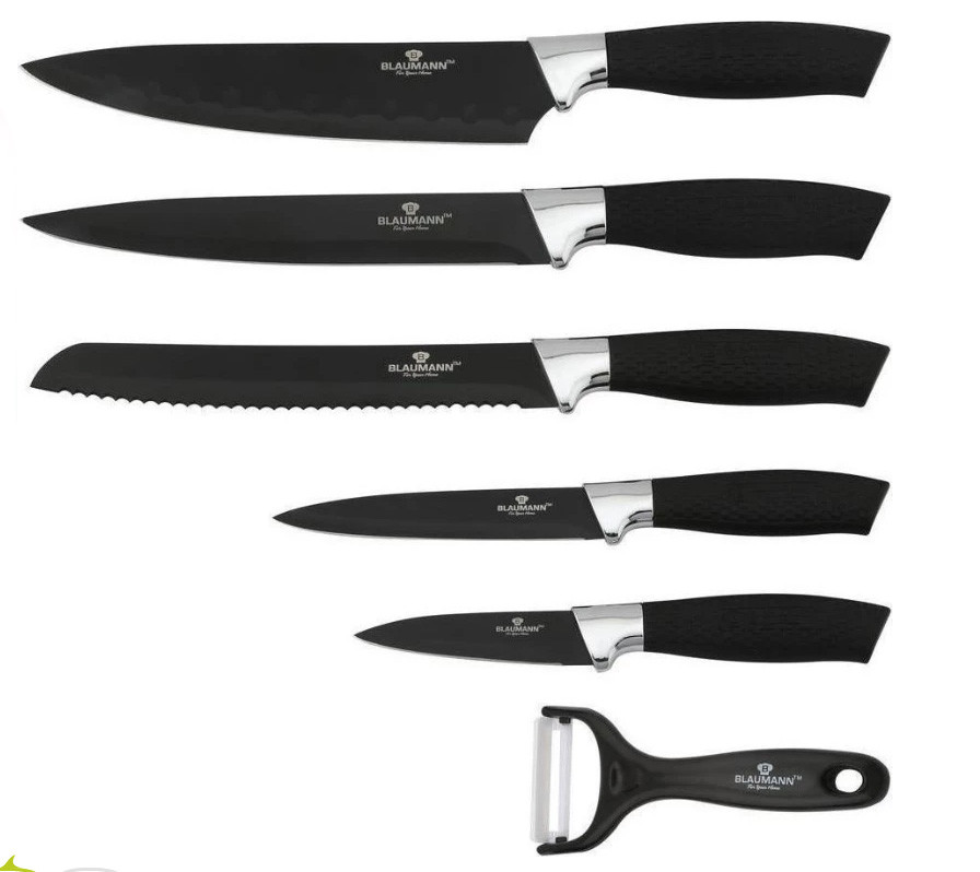 Набір якісних ножів 6 пр. із нержавіючої сталі з антипригарним покриттям Blaumann BL 5053, фото 1
