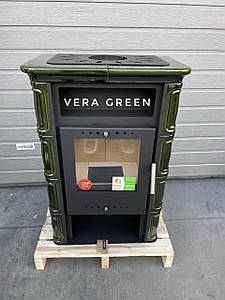 Кахельна дров'яна піч камін для повітряного опалення будинку, дачі Nordflam Vera Green