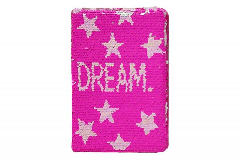 Блокнот для записів А5 80л. з паєтками Dream, в клітку, малиновий 5135