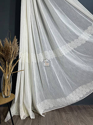 Тканина для тюлю льон «молочний» колір, лт11