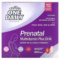 Пренатальные мультивитамины и минералы + ДГК 21st Century "Prenatal Multivitamin / Mineral + DHA" (2 баночки)