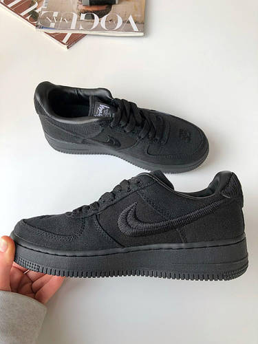 Женские кроссовки Nike Air Force 1 Low Black x Stussy, цена