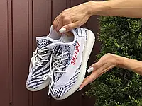 Женские кроссовки Adidas Адидас Yeezy Boost 350 v2, белые с черным 39 (24,5 см)