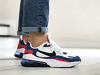 Мужские кроссовки Nike Найк Air Max 270 React, белые с синим и красным. 41