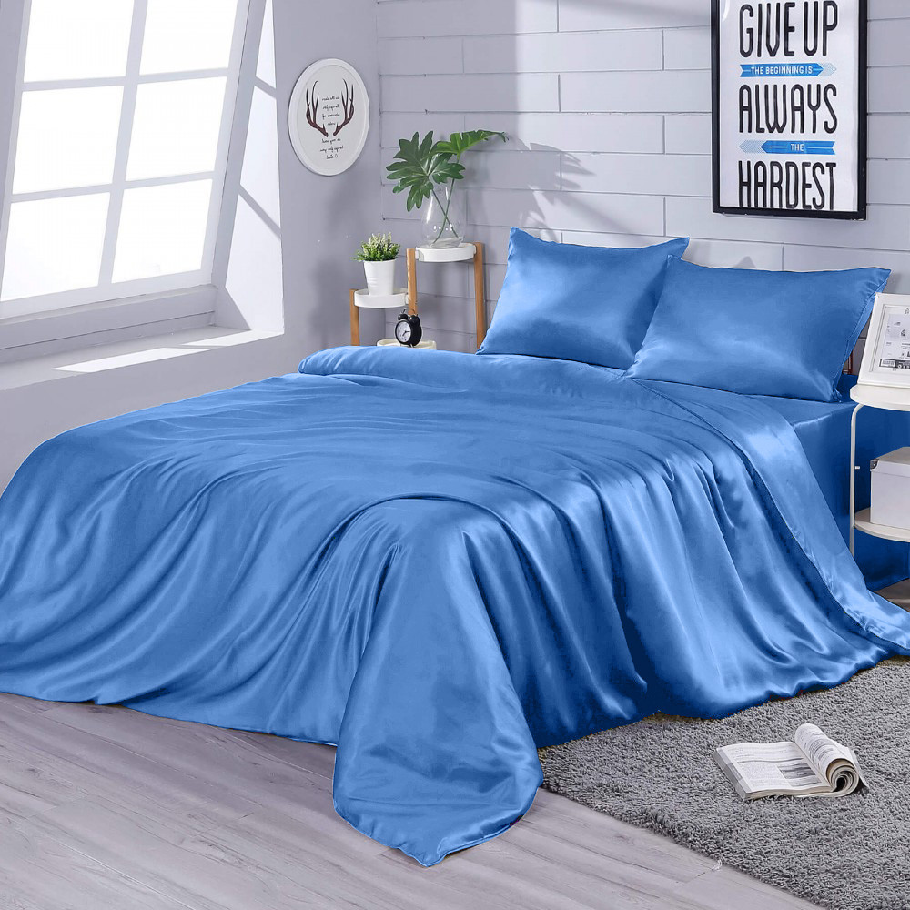Постільна білизна шовковий атлас Dark Blue