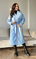 Женское кашемировое пальто голубой