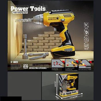 Дитячий ігровий шуруповерт (4 насадки, автоматичне обертання, режим "реверс", на батарейках) Т 002