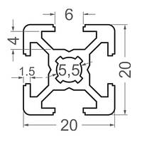 Алюминиевый профиль станочный 20х20 - без покрытия (59-0002)
