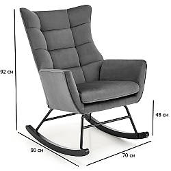 М'яке крісло гойдалка Bazalto сірий велюр на чорних ніжках у кімнату