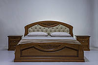 Ліжко двоспальне дерев`яне Грація 160х200 кроваті двоспальні з м`яким узголів`ям ліжка для спальні сучасні двоспальні ліжка