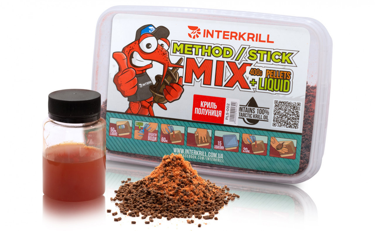 Пелетс INTERKRILL Method Stick Mix Криль-Полуниця 400г
