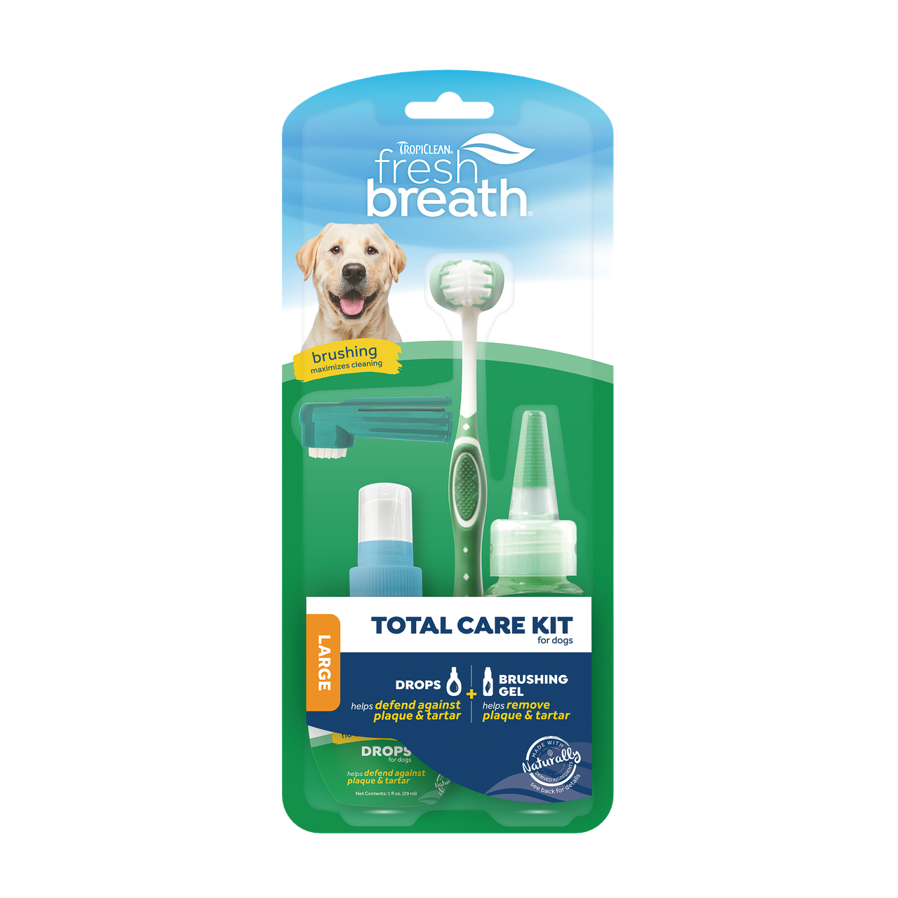 Набір Тropiclean Total Care Kit for Large Dog "Свіже Дихання" для великих собак, гель + краплі у воду + 2 щітки, фото 1