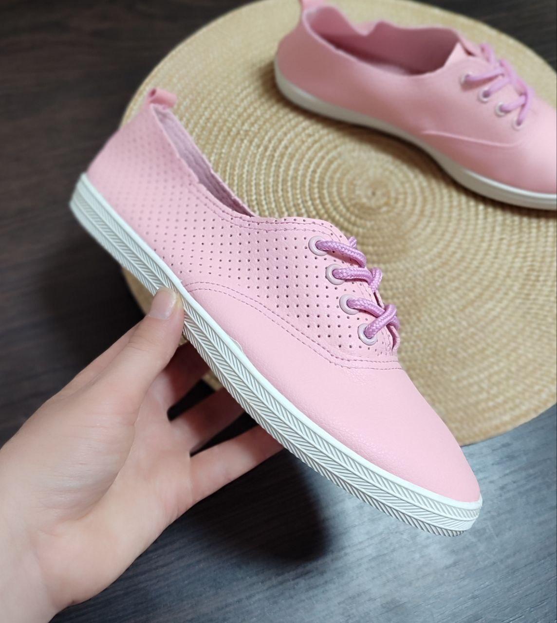 Кеди MOLI Рожеві на білій підошві кросівки з перфорацією рожеві