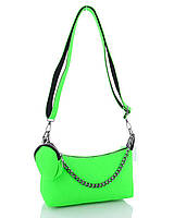 Женская мини сумка клатч с цепочкой,маленькая сумка с ключницей «Лойс» зеленая