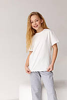 Базовая детская однотонная футболка белого цвета р.152 420882