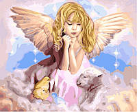 Алмазна вишивка Діти мозаїка круглим камінням Задумливий ангел 30*40 Картини стразами на підрамнику Повна викладка Dreamtoys H8326