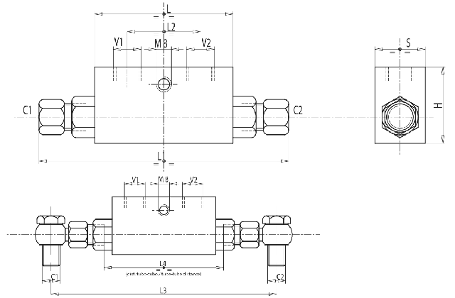 розміри клапана VBPDE 3/8L 2CEXC S/D.O.