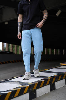 Чоловічі джинси Мом блакитні з потертостями весняні осінні Штани джинсові чоловічі