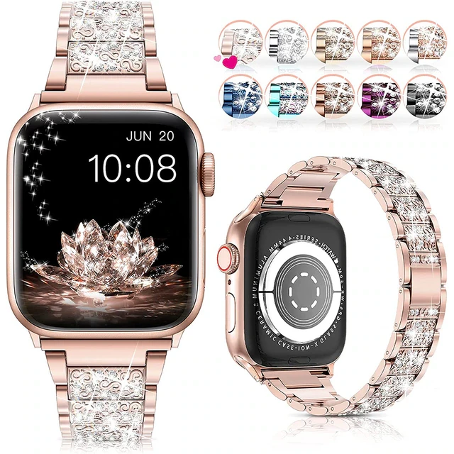 Ремінець для Apple Watch Swarovski з камінцями Rose Gold • 42/44/45/49mm.