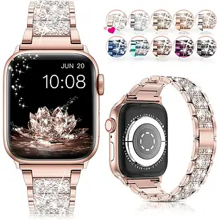 Ремінець для Apple Watch Swarovski з камінцями  Rose Gold • 38/40/41mm.
