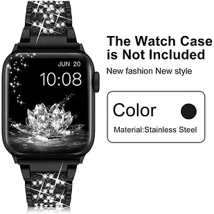 Ремінець для Apple Watch Swarovski  з камінцями Bleck  • 38/40/41mm.