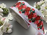 Стрічка репсова з малюнком 4 см "Троянди", фото 2