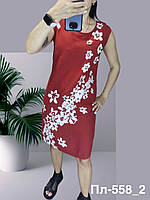 Жіноча літня лляна сукня в теракотовому кольорі розмір 48