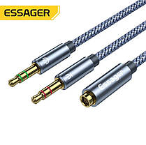 Аудіоразветвітель спліттер Essager 2 mini jack 3.5 mm - aux, фото 3
