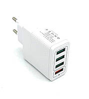 Мережевий зарядний пристрій KeKe-935 6.2A Quick Charge 3.0 4USB Білий