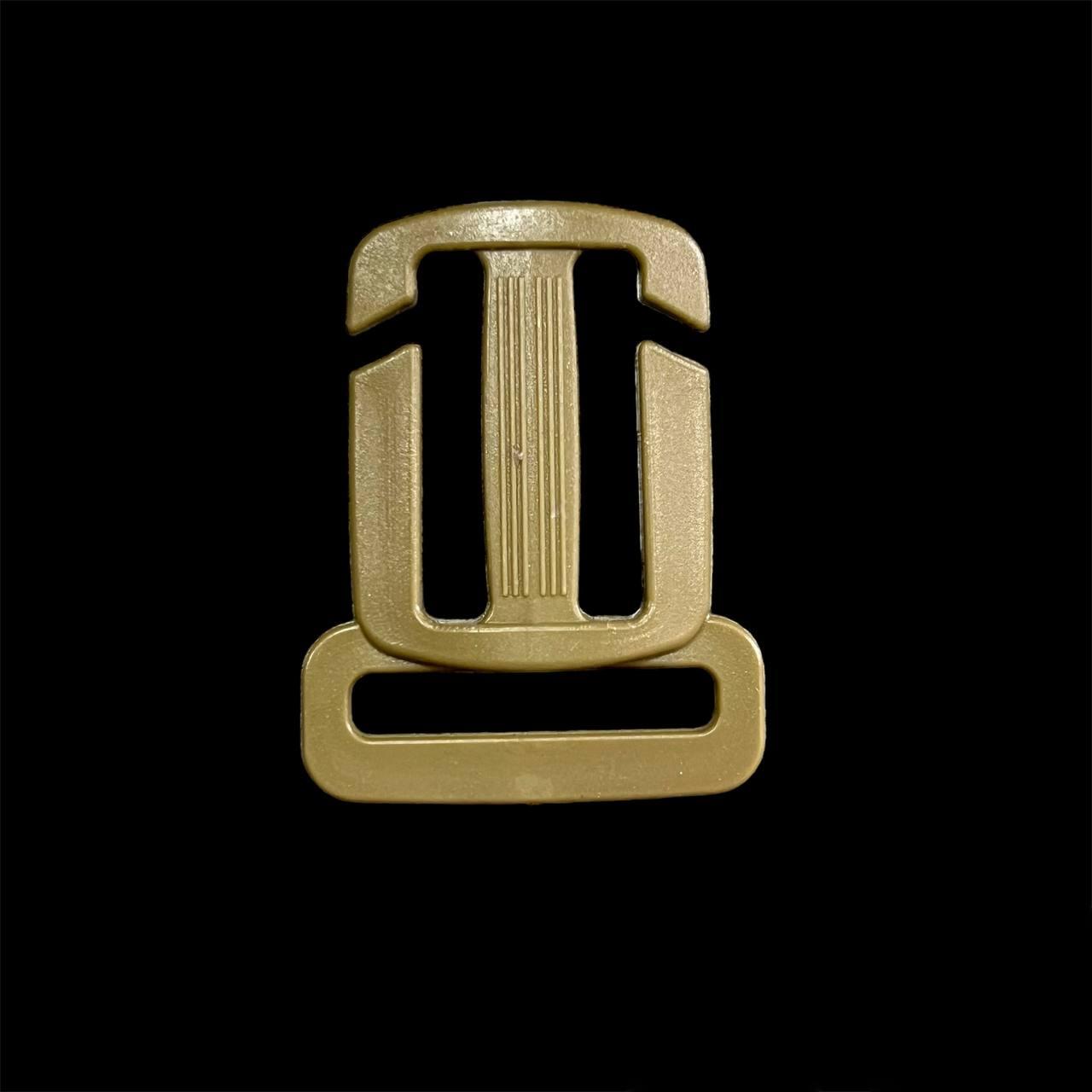 Пряжка трьохщілева Т-подібна прорізна 25 мм поліамід колір койот, фото 1