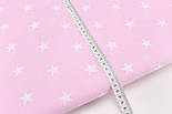 Лоскуток. Бавовняна тканина із зірками білого кольору 2 см на рожевому тлі, 56*132 см, фото 6