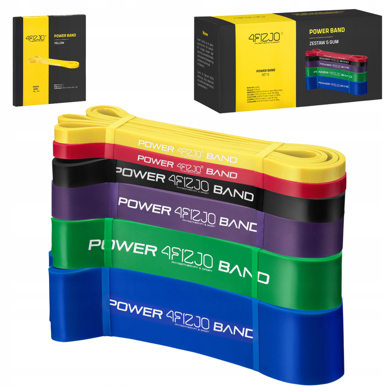 Еспандер-петля 4FIZJO Power Band 2-46 кг (резина для фітнесу і спорту) набір 6 шт 4FJ0064