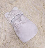 Демісезонний плюшевий комплект для новонароджених спальник + комбінезон, білий, фото 2