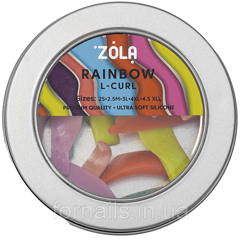 Валики для ламінування ZOLA Rainbow L-Curl (2S, 2.5M, 3L, 4XL, 4.5XLL), фото 1
