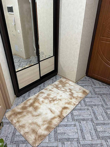 М'який пухнастий килимок з високим ворсом 80х160 см Бежевий, фото 1