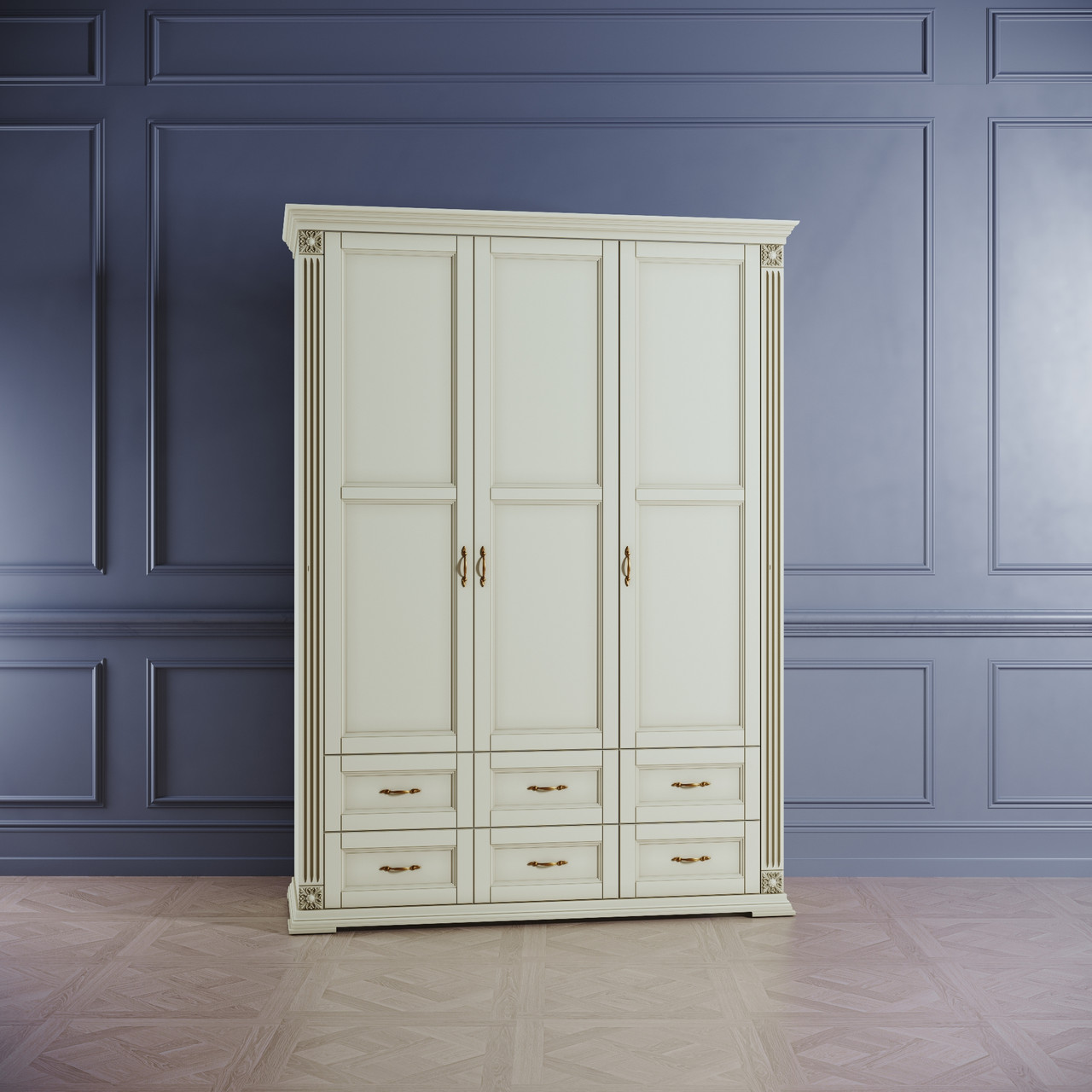 Шафа дерев`яна Франческа трьохдверна шкаф для одягу сучасні шафи з натурального дерева у вітальню кімнату спальню