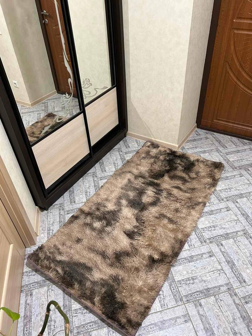 М'який пухнастий килимок з високим ворсом 80х160 см Коричневий