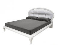 Ліжко двоспальне Імперія 160×200 (м'яка спинка) + ламель MiroMark білий глянець
