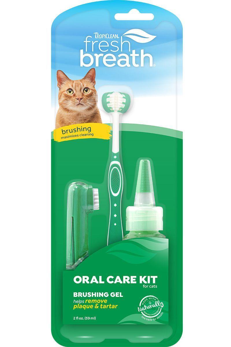 Набір Тропіклін Свіже Дихання TropiClean Fresh Breath Oral Care Kit for Cat для кішок, гель 59 мл + 2 зубні щітки, фото 1