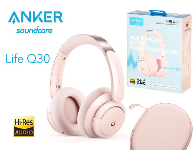 Купить Наушники Anker SoundCore Life Q30 Pink Hi-Res Audio ANC BT5 40H ...