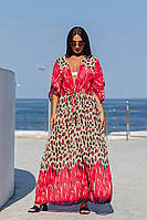 Женская стильная летняя длинная пляжная туника накидка с принтом Батал
