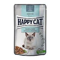 Влажный корм Happy Cat Sensitive корм с птицей для кошек с чувствительным пищеварением (кусочки в соусе), 85 г