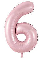 Фольгована кулька цифра «6» рожева 32 під гелій в уп.