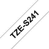 Надклейка стрічка 18мм з посиленою адгезією сумісно Brother TZe-S241 Ukrmark B-S-T241P чорним на білому, фото 3