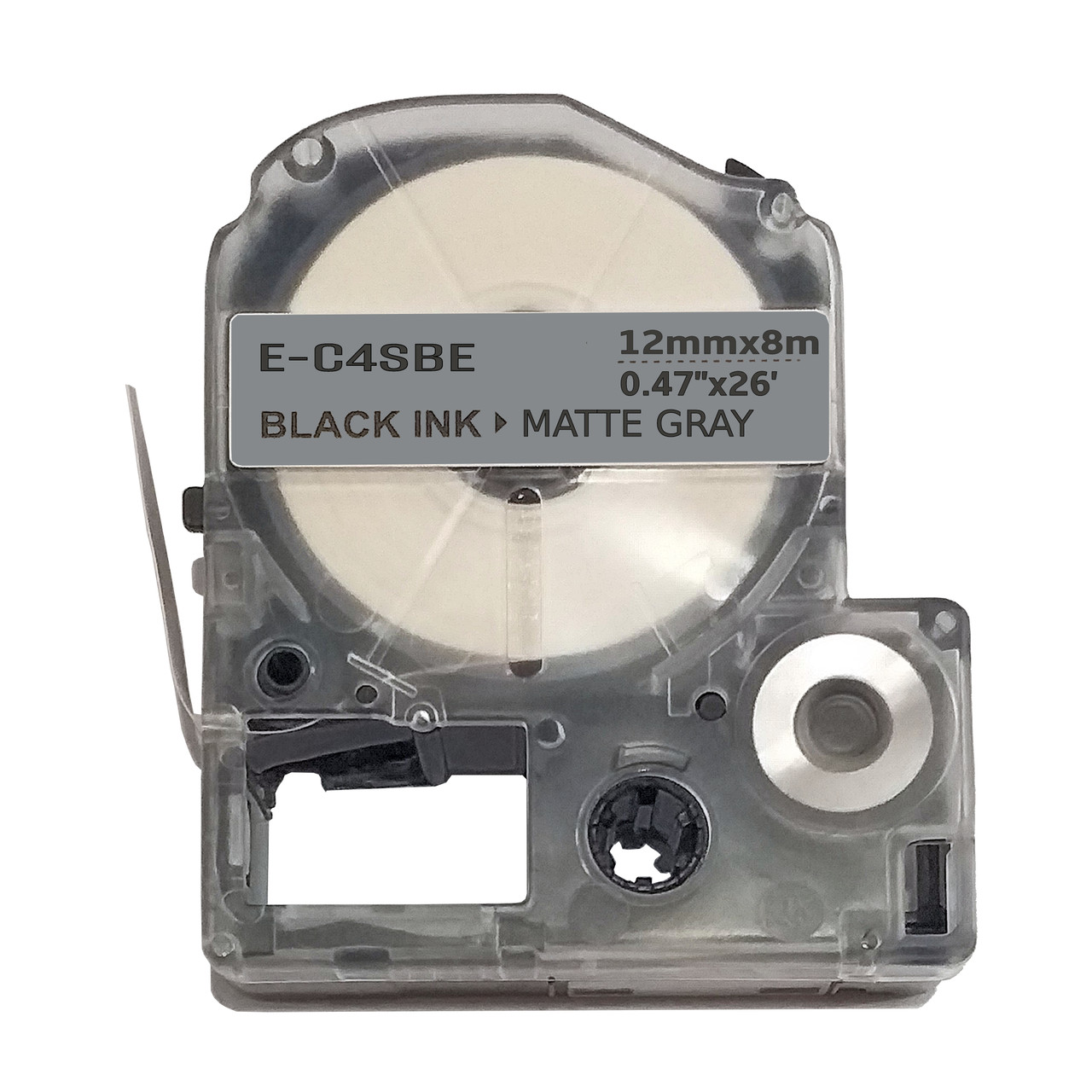 Срібляста універсальна стрічка 12мм 9м сумісна з Epson LK-4SBE UKRMARK E-K4SBE чорним на матовому сріблястому