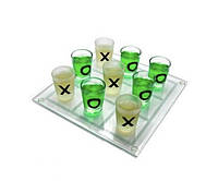 Настольная игра алко крестики - нолики для взрослых 15 на 15 стеклянная доска и пластиковые стопки