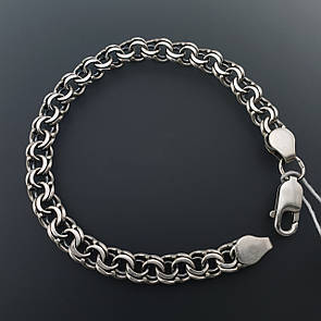 Срібний браслет плоский Бісмарк. Гарний чоловічий браслет.